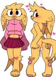 cum cum_in_pussy cum_in_pussy dog_girl dripping dripping_cum feral feral_female football_(character) lethal_company looking_at_viewer looking_back looking_back_at_viewer reference_image reference_sheet spreading_ass yttriumi2f
