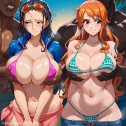 ai_generated beach bikini busty cheating commission duo gangbang groping huge_ass huge_breasts imminent_rape nami_(one_piece) netorare nico_robin one_piece patreon patreon_url patreon_username public sinderellaart surrounded thick used voluptuous
