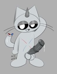 1boy 2023 balls cat_tail cum cum_drip feline feline_humanoid gay_male hand_behind_head horn horsecock large_balls large_cock large_penis large_testicles leaking_cum leaking_precum looking_at_viewer male miro-kun_(mirocat252) mirocat252 paws penis penis_out precum precum_drip simple_background testicles whiskers wires