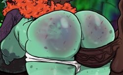 1boy 1girls anus anus_peek ass_focus ass_out ass_view back_view backshots bent_over big_areola big_ass big_breasts big_nipples big_penis breasts breasts_out breasts_out_of_clothes bruised_ass bubble_butt dark-skinned_male digital_media_(artwork) facing_away fat_ass female female_penetrated flat_colors freckles freckles_on_ass green_skin hanging_breasts hi_res highres kojoarts liver_spots male male/female male_penetrating_female messy_hair orange_hair panties_around_legs panties_down pointy_nose pulling_hair round_ass round_butt shirt_pulled_up spots_on_ass thick_ass thrusting thrusting_into_ass thrusting_into_pussy veiny_penis voluptuous voluptuous_female warts white_panties witch