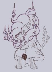 animal_genitalia animal_vulva anthro anus ass bodily_fluids botanics butt_focus canine_genitalia canine_vulva crouching digitigrade female generation_5_pokemon genital_fluids genitals hi_res leaking_pussy multi_eye nintendo pokemon pokemon_(species) presenting solo vaginal_fluids zorlluhan_(botanics) zoroark