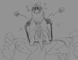 1boy ambiguous_gender before_sex deltarune deltarune_chapter_3 hyper hyper_penis penis_on_face sitting sitting_on_another sitting_on_face sitting_on_head sitting_on_person size_difference small_dom_big_sub tagme tenna_(deltarune) yaizl yaizl_art
