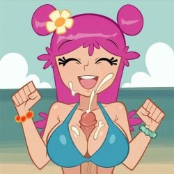 ai_generated ami ami_onuki beach bikini cartoon_network crossover cum daniel_lamb ejaculation hi_hi_puffy_amiyumi manhunt_2 paizuri penis rockstar_games titjob