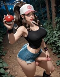 1futa abs ai_generated armpits balls big_balls big_breasts breasts curvy cutanari dickgirl futa_only futa_sans_pussy futanari hilda_(pokemon) looking_at_viewer nipples nsfw nude penis perfect_body pokeball pokemon ready_to_fuck small_waist smile solo tan_skin testicles