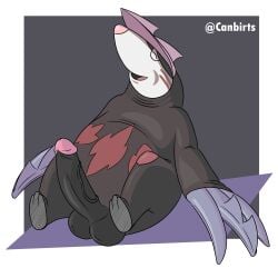 closed_eyes digital_media_(artwork) erection excadrill huge_balls huge_cock open_mouth pokemon pokemon_(species) sitting smiling veins veins_on_dick veiny_penis