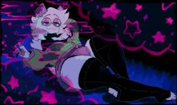 1boy 3d_(artwork) anthro arm_tuft bedroom_eyes big_butt black_clothing black_legwear black_thigh_highs bovid bulge butt caprine chest_tuft cigarette clothed clothing cryptiacurves dark_candy darkner deltarune digital_media_(artwork) eyeshadow eyewear femboy fluffy fur glasses goat grass green_clothing head_tuft horn legwear long_ears lying_down makeup male male_only mammal marijuana narrowed_eyes off_shoulder pink_eyeshadow pink_horn plant ralsei ralsei_(cryptiacurves) red_leaves round_glasses seductive short_tail shoulder_tuft smoke smoking smoking_weed solo star sweater tail thick_thighs thigh_highs topwear tuft turtleneck undertale_(series) white_body white_fur