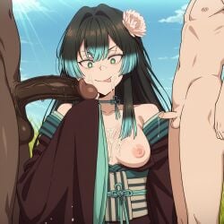 1girls 2boys ai_generated banshee breasts carmilla_(yami_healer) cock_worship cuckold cuckold_orgasm cum dark-skinned_male dark_skin female interracial isshun_de_chiryou_shiteita_noni_yakutatazu_to_tsuihou_sareta_tensai_chiyushi_yami_healer_toshite_tanoshiku_ikiru large_penis light-skinned_maleo male netorare ntr penis penis_awe penis_size_comparison penis_size_difference self_upload size_comparison size_difference small_penis small_penis_humiliation tagme tiny_penis yami_healer