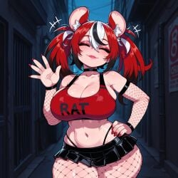 1girls ai_generated big_breasts female hakos_baelz hololive hololive_english hololive_myth rat rat_ears rat_girl red_hair shortstack slopanonai tagme virtual_youtuber