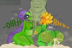 1boy 2girls ass ass_focus ass_up asshole big_ass big_breasts big_butt big_penis breast_milking breasts breasts_out cape cum cum_drip cum_in_ass cum_in_mouth cum_inside cum_on_body cum_on_face cumflated_belly cumflation excessive_cum exposed_ass exposed_pussy fellatio fellatio_gesture focus_on_ass green_areola green_body green_nipples green_shadow_(pvz) lactation leaf_hair licking licking_balls milk milk_squirt moan moaning moaning_in_pleasure oral oral_sex orgasm orgasm_face orgasm_from_anal orgasm_from_oral petals plants_vs._zombies plants_vs_zombies pussy pussy_juice pussy_lips qwpeowqpe solar_flare_(pvz) squirting squirting_milk stomach_bulge sunflower_(pvz) yellow_areola yellow_hair yellow_nipples yellow_pussy zombie zombie_(pvz)