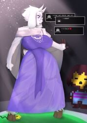 big_breasts breasts female frisk glasses goat_girl goat_mom hooves mr.russo robe toby_fox toriel undertale undertale_(series)