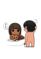 1futa 2d 2d_artwork anal areolae arms_up athletic athletic_female athletic_futa bangs big_breasts bob_cut breasts breasts_out bretta_(capydiem) brown_eyes brown_hair busty cum dark-skinned_futa dark_skin female foreskin futa_focus futanari hourglass_figure intersex large_breasts male_on_futa navel nipples original original_character penis penis_out pinup pinup_pose saberrung short_hair uncircumcised wide_hips