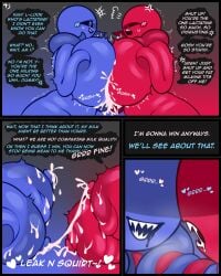 2d 2d_(artwork) 2girls 4random_user_(artist) blue_body blue_imaginary_friend_(pressure) blue_skin breast_press breast_squeeze breast_squish breasts breasts_bigger_than_head breasts_frottage breasts_out comic creature entity erect_nipples female female/female female_focus female_only fog gradient_background heart hi_res imaginary_friend_(pressure) lactating lactating_nipples lactation mouth_open no_eyes not_so_imaginary_friend_(pressure) onomatopoeia pressure_(roblox) red_body red_skin roblox roblox_game tagme tentacle text text_bubble titfight white_eyes