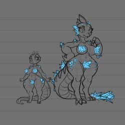 arsfromnowhere_(artist) big_breasts blue_body crystal crystal_tail crystals dark_souls dark_souls_(series) dark_souls_e furry gigantic_breasts huge_bgeasts lizard monster monster_girl sketch