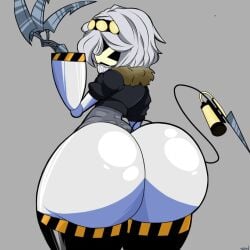 1girls 2025 artist_request ass ass_clapping ass_focus big_ass big_breasts bottom_heavy bottomless breasts bubble_butt clapping_cheeks crouching dat_ass dialogue fat_ass female female_only gray_background huge_ass jacket large_ass looking_at_viewer looking_back massive_ass murder_drones png robot robot_girl solo squatting tail talking_to_viewer thick_ass thick_thighs thunder_thighs twerking v_(murder_drones) wide_hips