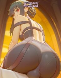 1futa 2025 ai_generated artist_name ass black_hair earrings futanari hi_res high_quality high_resolution highres jewelry long_hair looking_at_viewer looking_back novalust patreon patreon_username red_eyes solo spy_x_family stable_diffusion sunset watermark yor_briar yor_forger