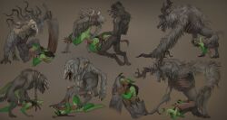 anthro bloodborne cleric_beast_(bloodborne) creepy_gun duo extreme_size_difference fellatio from_behind_position fromsoftware genitals group hi_res male oral penile penis sergal sex size_difference smile sony_corporation sony_interactive_entertainment spitroast trio unknown_species