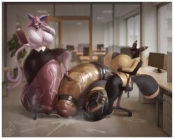 2futas balls_bigger_than_head balls_bigger_than_torso breasts_bigger_than_head cum exposed_penis furry huge_cock hyper hyper_balls hyper_breasts hyper_penis massive_penis office office_lady penis_bigger_than_body penis_longer_than_knee penis_under_skirt precum stardep starzonedeep stepping_on_penis tagme