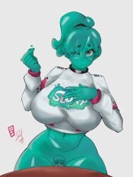 1boy 1girls 2026 artist_request big_breasts black_face blue_body breasts do_you_want_to_pet_my_cat_(meme) ella_slurp epic_games female fortnite heart looking_at_viewer meow_skulls_(fortnite) naked naked_male no_panties no_pants shirt white_background white_shirt