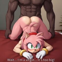 ai_generated amy_rose ass_up bbc black_man female furry furry_ears furry_female human human_male male mobian mobian_(species) mobian_hedgehog netorare ntr sonic_(series) sonic_the_hedgehog_(series) text