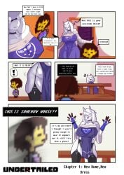 big_breasts breasts female frisk glasses goat_girl goat_mom hooves mr.russo robe self_upload toby_fox toriel undertale undertale_(series)