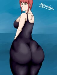 ass ass ass_focus back back_view backboob big_ass big_breasts big_breasts big_breasts big_butt breasts breasts butt_focus chainsaw_man female female_focus female_only macedon makima_(chainsaw_man) massive_ass massive_butt massive_tits milf plump_ass red_hair skirt thick thick_ass thick_butt thick_thighs