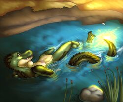 anthro crocodile female fivel nude reflection reptile river savanna scalie