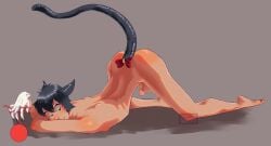 2025 absurd_res all_fours animal_humanoid ass ass_up ball_of_yarn balls big_butt black_body black_claws black_fur black_hair cat_humanoid claws clothing crossed_arms date_everything erection felid felid_humanoid feline feline_humanoid femboy finger_claws fur genitals glans gloves grey_background hair handwear hi_res humanoid humanoid_genitalia humanoid_penis looking_back male mammal mammal_humanoid penis phizzyfrogg simple_background smile solo tan_balls tan_body tan_glans tan_penis tan_skin timothy_timepiece white_clothing white_gloves white_handwear yarn