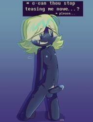 1boy blush blush_lines breath_cloud deltarune deltarune_chapter_1 erection greedyghoul happy_trail male male_only penis precum precum_drip ribs rouxls_kaard skinny_male solo sweat sweatdrop text