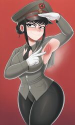 1girls 2025 ai ai_generated armpit_fetish armpits asian_female ass big_ass black_eyes blush breasts communism embarrassed female huge_breasts huge_hips kim_yo-jong looking_at_viewer military_uniform north_korea politics real_person ripped_clothing salute shadman_(style) smile smug smug_face spread_armpit vampiregurl