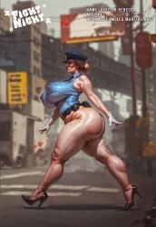 ai_generated amandovakinai arcade ass big_ass breasts chubby female huge_breasts lewd police_uniform policewoman thicc video_game_character