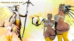 3d abs blonde_hair breasts female game_over_(artist) healslut large_breasts mercy overwatch pubic_tattoo underboob wallpaper