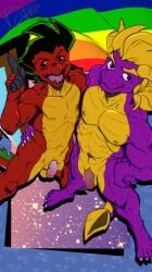 2025 abs activision alternate_version_at_source american_dragon:_jake_long anthro balls biceps digital_media_(artwork) disney dragon duo european_mythology feet fingers flaccid flag flag_(object) genitals hair hi_res horn hug humanoid_genitalia humanoid_penis jake_long lgbt_pride lgbt_pride_month looking_at_viewer male male/male muscular muscular_anthro muscular_male mythological_creature mythological_scalie mythology nipples nude open_mouth penis pride_color_flag pride_colors purple_body raccoondouglas rainbow_pride_colors red_body scalie six-stripe_rainbow_pride_colors smile spyro spyro_the_dragon standing tail western_dragon