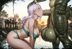 1girls absurdly_large_cock ai_generated anthro anthro_male anthro_on_human bare_shoulders big_ass big_balls big_breasts big_butt big_penis blowjob blue_eyes blush blush creamhorseai crocodile crocodilian cum cum_drip cum_in_mouth cum_inside cum_on_body cum_on_breasts cum_on_face curvy curvy_female curvy_figure deepthroat fairy_tail fellatio female ffm_threesome fit fit_female hair_between_eyes high_resolution highres horny horny_female hourglass_figure huge_ass huge_balls huge_breasts huge_cock hyper_balls incest jungle kroxigor lake light-skinned_female light_skin lisanna_strauss lizard_humanoid lizardman long_hair male male/female male_anthro/female_human male_on_female mirajane_strauss muscular_male oral oral_sex outdoors perfect_body scalie scalie_humanoid seductive short_hair sisters swamp testicles thick_thighs threesome voluptuous voluptuous_female watching water white_hair