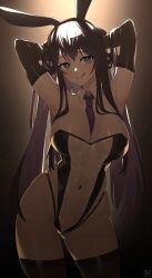 1girls arm_gloves armpits bare_armpits bare_chest bare_hips bare_shoulders bare_skin bare_thighs belly belly_button bewitching_thighs big_breasts black_arm_gloves black_bunny_ears black_elbow_gloves black_gloves black_hair black_hair_female black_leggings black_legwear black_necktie black_stockings black_thigh_highs black_thighhighs blue_eyes blue_eyes_female breasts bunny_ears bunnygirl bunnygirl_outfit busty busty_female busty_girl child_bearing_hips cleavage closed_mouth_smile collar collarbone curvaceous curvaceous_body curvaceous_female curvaceous_figure curvaceous_hips curvy curvy_body curvy_female curvy_figure curvy_hips dark_background elbow_gloves elbows exposed_armpits exposed_chest exposed_hips exposed_shoulders exposed_skin exposed_thighs female female_focus female_only fertile_hips fumato gloves gradient_background groin hair_between_eyes hand_behind_head hands_behind_head head_tilt high_resolution highres hourglass_figure large_breasts lean_figure leggings legwear long_hair looking_at_viewer midriff narrow_waist navel necktie original original_art original_artwork original_character over-kneehighs plump_breasts shoulders simple_background slender_body slender_waist slim_waist smile smiley_face smiling smiling_at_viewer smirk solo standing stockings thick_thighs thigh_gap thigh_highs thighhighs thighs tilted_head tongue tongue_out upper_body white_collar wide_hips