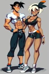 1boy 1girls abs ai_generated bea_(pokemon) big_breasts big_penis blue_eyes breasts clothed clothing color dark_skin dark_skinned_female female female_focus fit_female fred_perry(style) game_freak gigiti grey_hair gym_leader hi_res large_breasts looking_at_viewer looking_pleasured male male/female male_penetrating muscles muscular muscular_arms muscular_female muscular_male nintendo penetration penile_penetration penis penis_in_pussy pleasure_face pokemon pokemon_ss pokemon_trainer pussy satoshi_(pokemon) sex short_hair thick_thighs vaginal_penetration