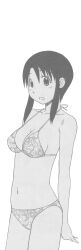 1girls arms_behind_back azumanga_daiou big_breasts bikini breasts busty cleavage female female_only highres large_breasts legs looking_at_viewer monochrome navel nyamo_minamo_kurosawa official_art open_mouth short_hair solo swimsuit thighs transparent_background