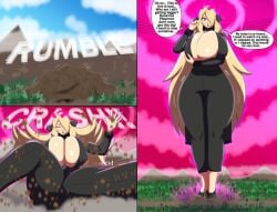 ass ass_expansion big_ass big_breasts breast_expansion breasts cynthia_(pokemon) debris destruction earthquake expansion falling_debris falling_rocks female giantess huge_ass huge_breasts justjake pokemon