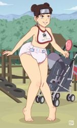 bib diaper lollipop naruto naruto_(classic) naruto_(series) naruto_shippuden pieceofsoap playground stroller tagme tenten topless