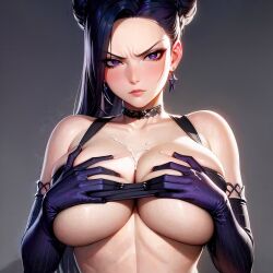 ai_generated angry_face cum cum_on_breasts fluffymammoth k/da_all_out_kai'sa k/da_all_out_series k/da_kai'sa k/da_series kai'sa league_of_legends