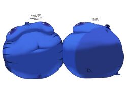 2girls anthro beltpop blueberry_girl blueberry_inflation body_inflation furry immobile nude nude_female spherical_breasts spherical_inflation sunken_head sunken_limbs