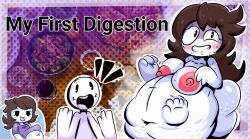 1girls anon belly_bulge blush breasts brown_hair busty digestion exposed_nipples fatal_vore huge_belly huge_thighs hyper_belly implied_digestion jaiden jaiden_animations jaidenanimations medium_breasts mysticemerald_(artist) nipples nitrobutter stomach_bulge stomach_deformation thick_thighs voluptuous vore vore_belly white_body youtube