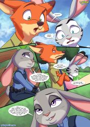 2boys a_fun_threesome_(comic) anthro bbmbbf clothing comic disney furry jack_savage judy_hopps nick_wilde palcomix zootopia