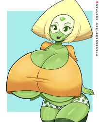 2d bmayneart boxer_shorts breasts cartoon_network curvy curvy_body curvy_female curvy_figure feminine girly green-skinned_female green_body green_skin hyper hyper_breasts panties peridot_(steven_universe) seductive seductive_look steven_universe warner_brothers