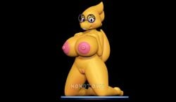 3d_(artwork) alphys anthro big_breasts black_background breasts digital_media_(artwork) eyewear female genitals glasses hi_res kneeling nerd nipples nonotoys pink_nipples pink_pussy pinup pose pussy reptile scalie shy simple_background solo undertale_(series) yellow_body