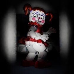 3d 3d_(artwork) ass baby_(fnafsl) blender blender_(software) canon_appearance circus_baby circus_baby_(fnaf) circus_baby_(original) female five_nights_at_freddy's five_nights_at_freddy's:_sister_location full_color green_eyes looking_at_viewer m0nk3y no_penetration pink_cheeks pink_lipstick red_hair scottgames solo solo_female white_body white_skin