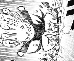 balls black_and_white canonical_scene chibi destruction edit futanari manga meme monochrome official_art one-punch_man penis tatsumaki tatsumaki_landing third-party_edit uncut veiny_penis