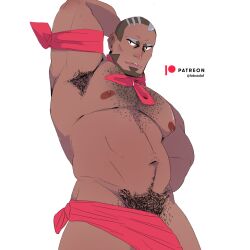 arm_behind_head armpit bandana bear_(body_type) dark-skinned_male dark_skin fabssdaf hairy_chest looking_at_viewer male male_only melanin murdock_(pokemon) muscles muscular muscular_male pokemon pokemon_(anime) pokemon_horizons pubes