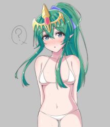 1girls ? bikini breasts female female_only fire_emblem fire_emblem:_mystery_of_the_emblem fire_emblem:_shadow_dragon_and_the_blade_of_light fire_emblem_engage green_eyes green_hair long_hair looking_at_viewer nintendo open_mouth pointy_ears ponytail sideboob small_breasts solo sweat swimsuit tiki_(fire_emblem) tiki_(young)_(fire_emblem) underboob vankin white_bikini white_swimsuit