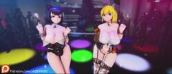 2girls abf_mmd amputee animated ass ass_tattoo big_breasts black_hair blake_belladonna blonde_hair bob_cut bouncing_breasts breasts bunny_ears bunnysuit canon_couple casual clothing club detatched_collar exposed_midriff fat_ass faunus female fully_clothed human large_breasts long_hair mikumikudance mmd music navel nice_ass pale_skin ponytail prosthetic prosthetic_arm pubic_hair pubic_hair_peek public purple_eyes rooster_teeth rwby rwbymmd short_hair shorter_than_one_minute sound tattoo thick_ass thick_thighs thighhighs thighs video yang_xiao_long yellow_eyes