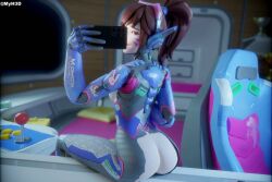 3d ass d.va mirror_selfie myh3d overwatch selfie sitting